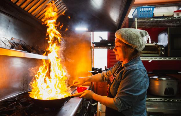 cooking with fire at gabby's peruvian restaurant in wichita, kansas