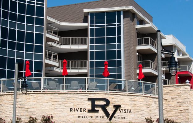 river vista apartments along the arkansas river in downtown Wichita Kansas