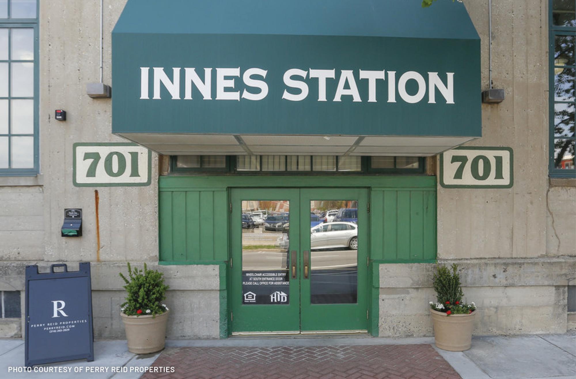 historic apartments, innes station front door in downtown wichita, kansas